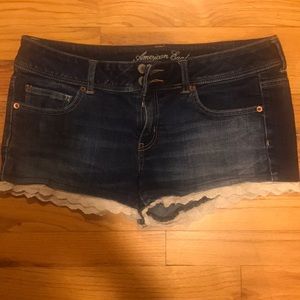 American Eagle denim shorts with lace